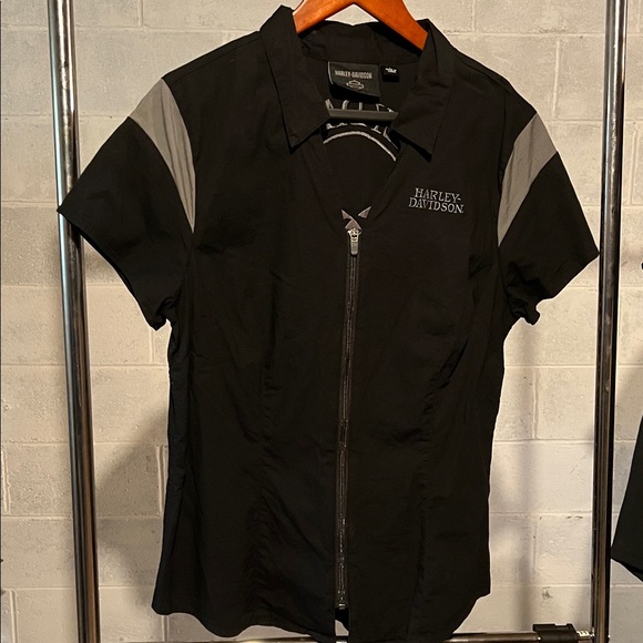 Harley-Davidson Black and Gray Zip-Up Top - Picture 1 of 4